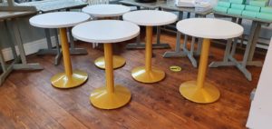Table bases coated in Gold + Gold Sparkle